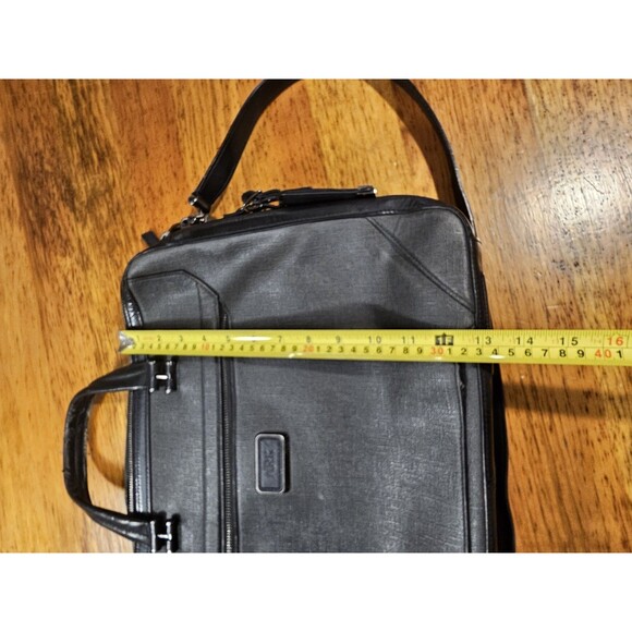 Tumi Briefcase Ashton Collins Zip Coated Canvas Textured Grey Laptop Case - Picture 10 of 15